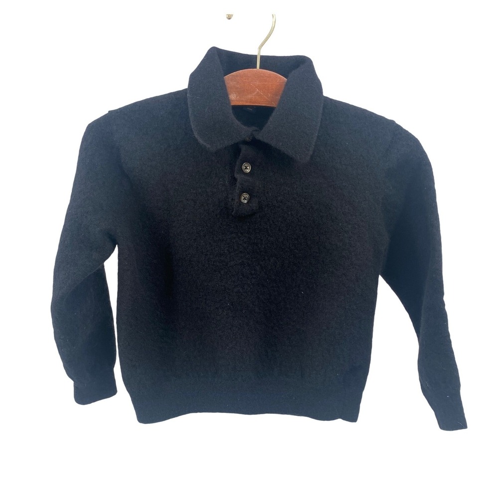 Club Room Boys Kids Lg Toddler Black‎ Merino Wool Polo Sweater READ